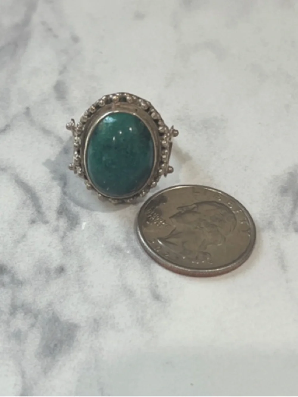 Vintage Sterling Silver Ring with Turquoise Gemstone size 8